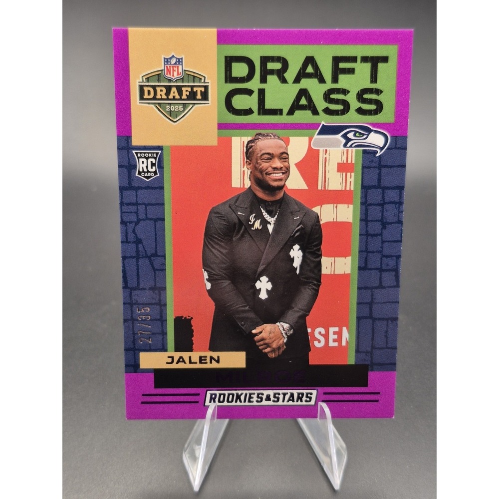 2025‎ Panini Rookies and Stars Jalen Milroe #11 Draft Class Purple /35 Seahawks